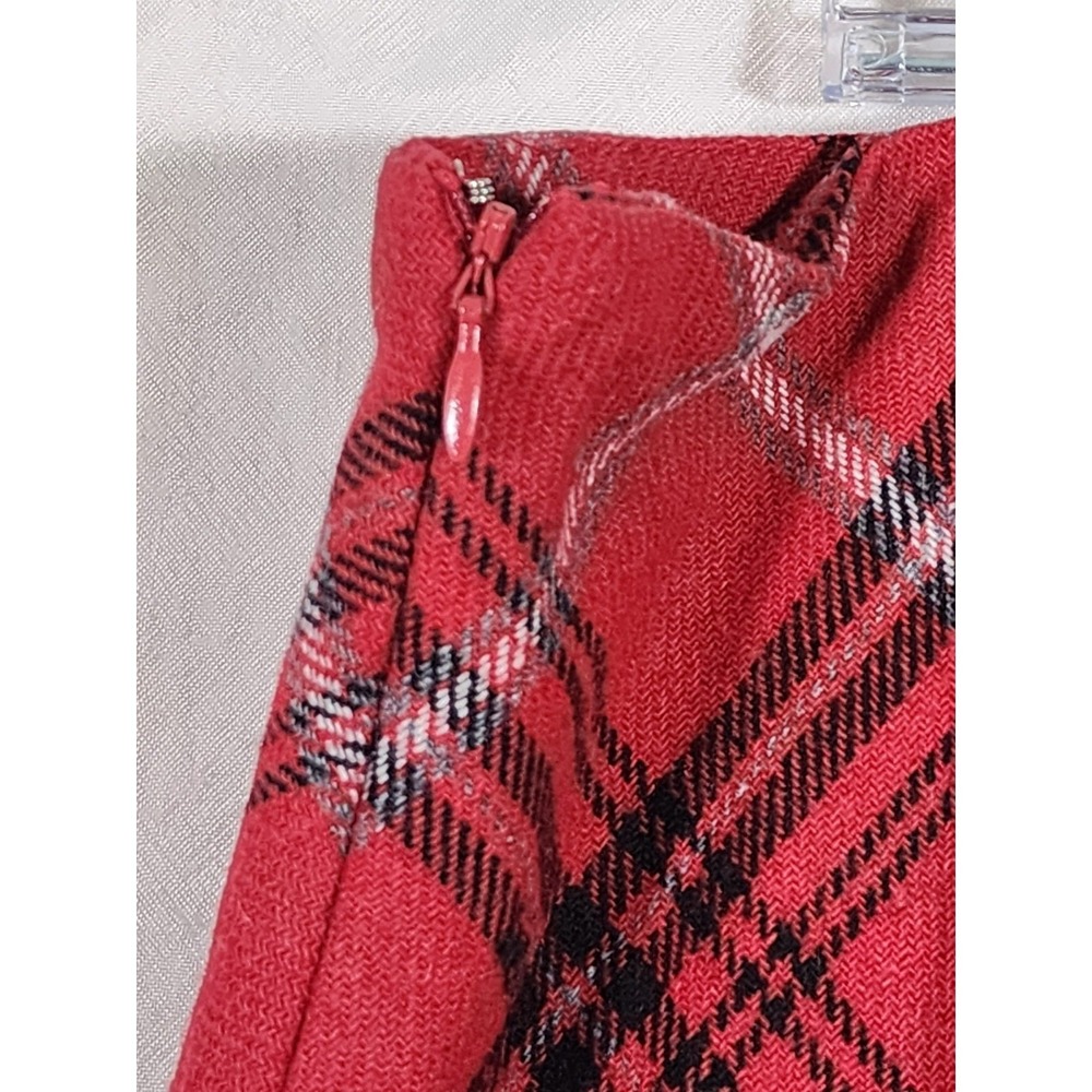 Jessica London Women's 20 Red Plaid A-Line Midi Skirt Wool Blend Lined Holiday - Picture 4 of 6